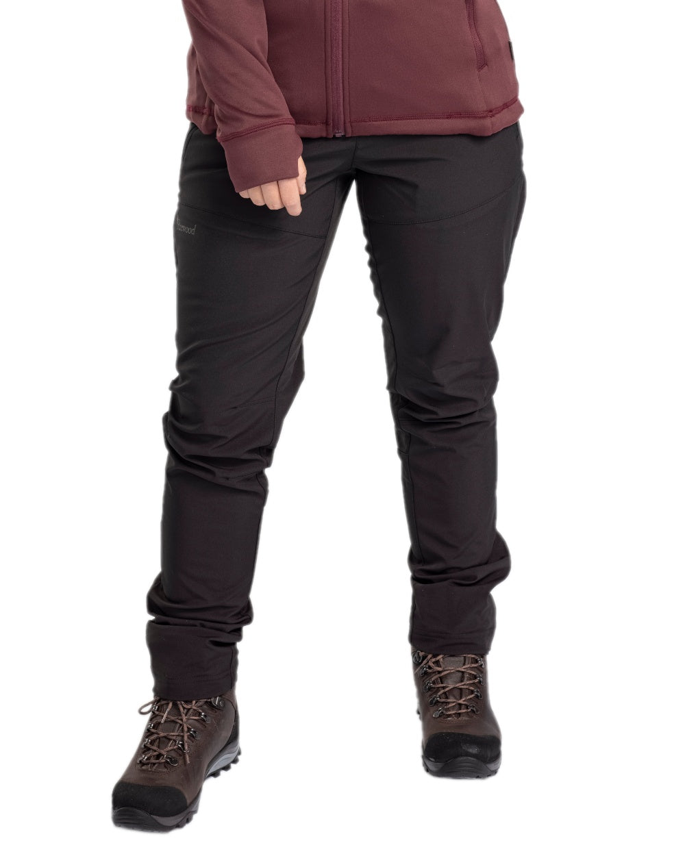 Black Coloured Pinewood Womens Wilda Stretch Shell Trousers on white background 