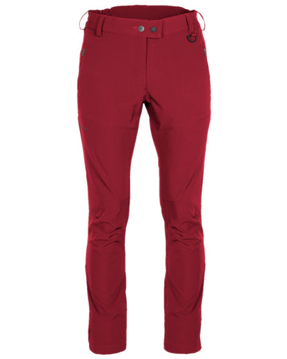 Dark Tomato Coloured Pinewood Womens Wilda Stretch Shell Trousers on white background 