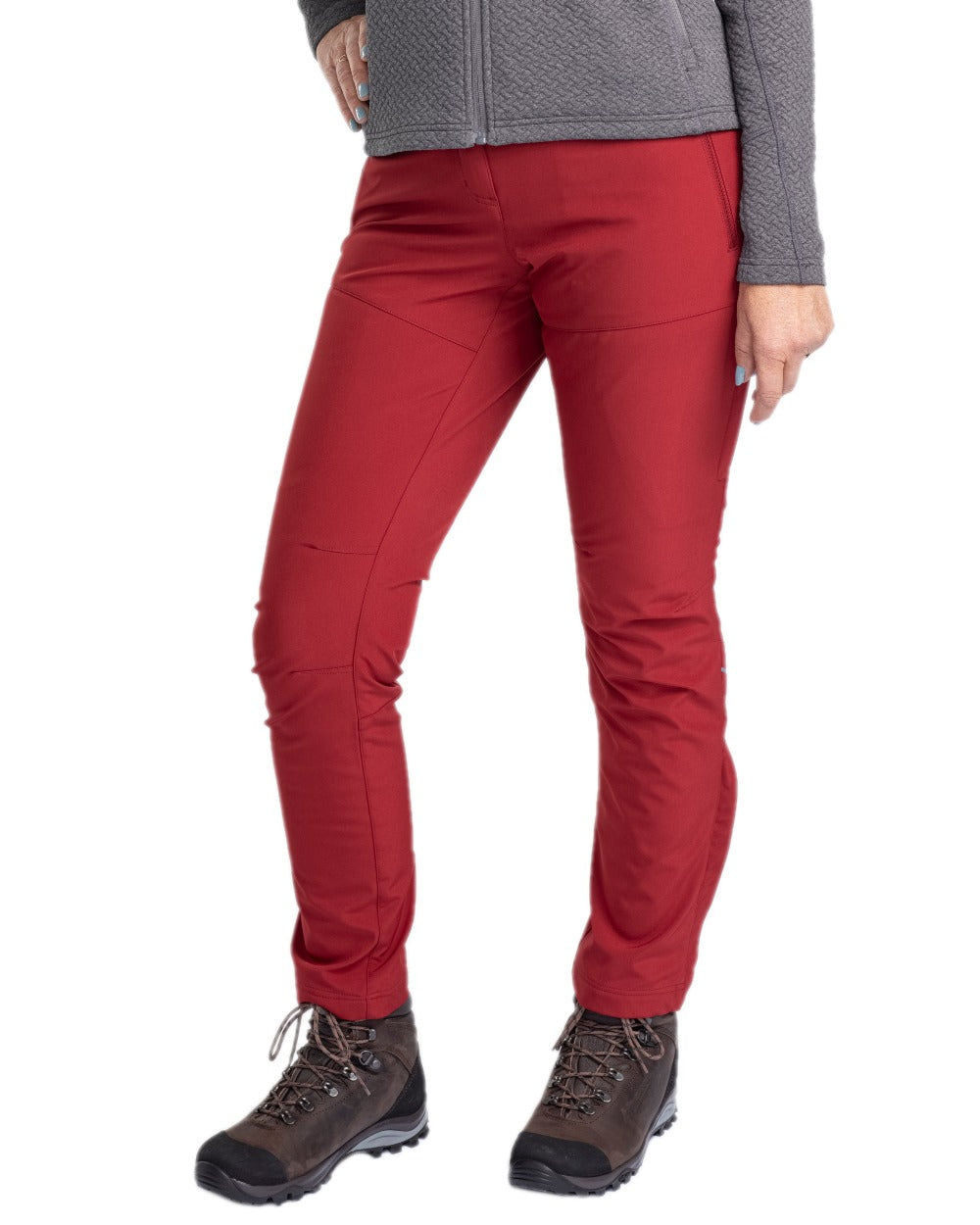 Dark Tomato Coloured Pinewood Womens Wilda Stretch Shell Trousers on white background 