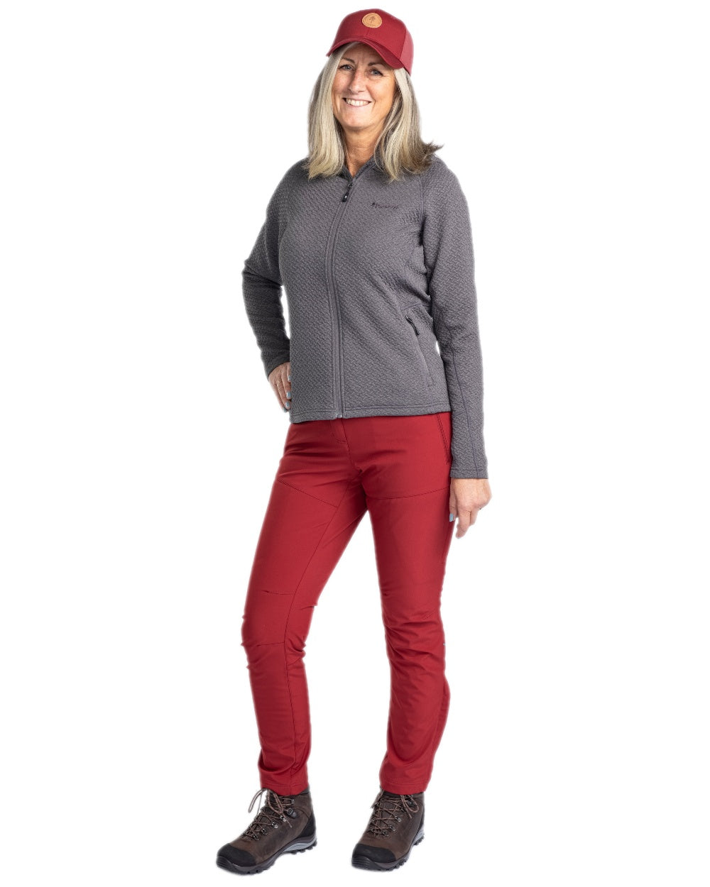 Dark Tomato Coloured Pinewood Womens Wilda Stretch Shell Trousers on white background 