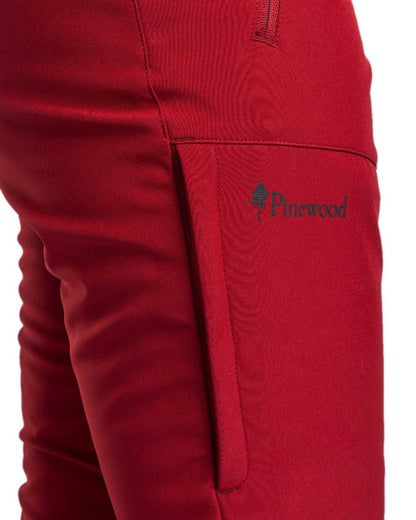 Dark Tomato Coloured Pinewood Womens Wilda Stretch Shell Trousers on white background 