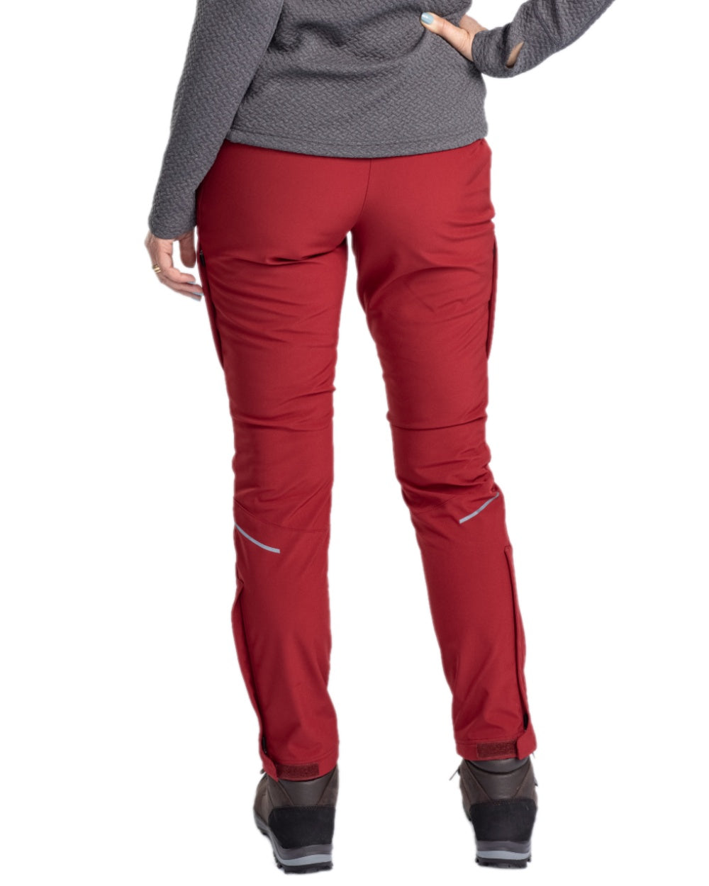 Dark Tomato Coloured Pinewood Womens Wilda Stretch Shell Trousers on white background 