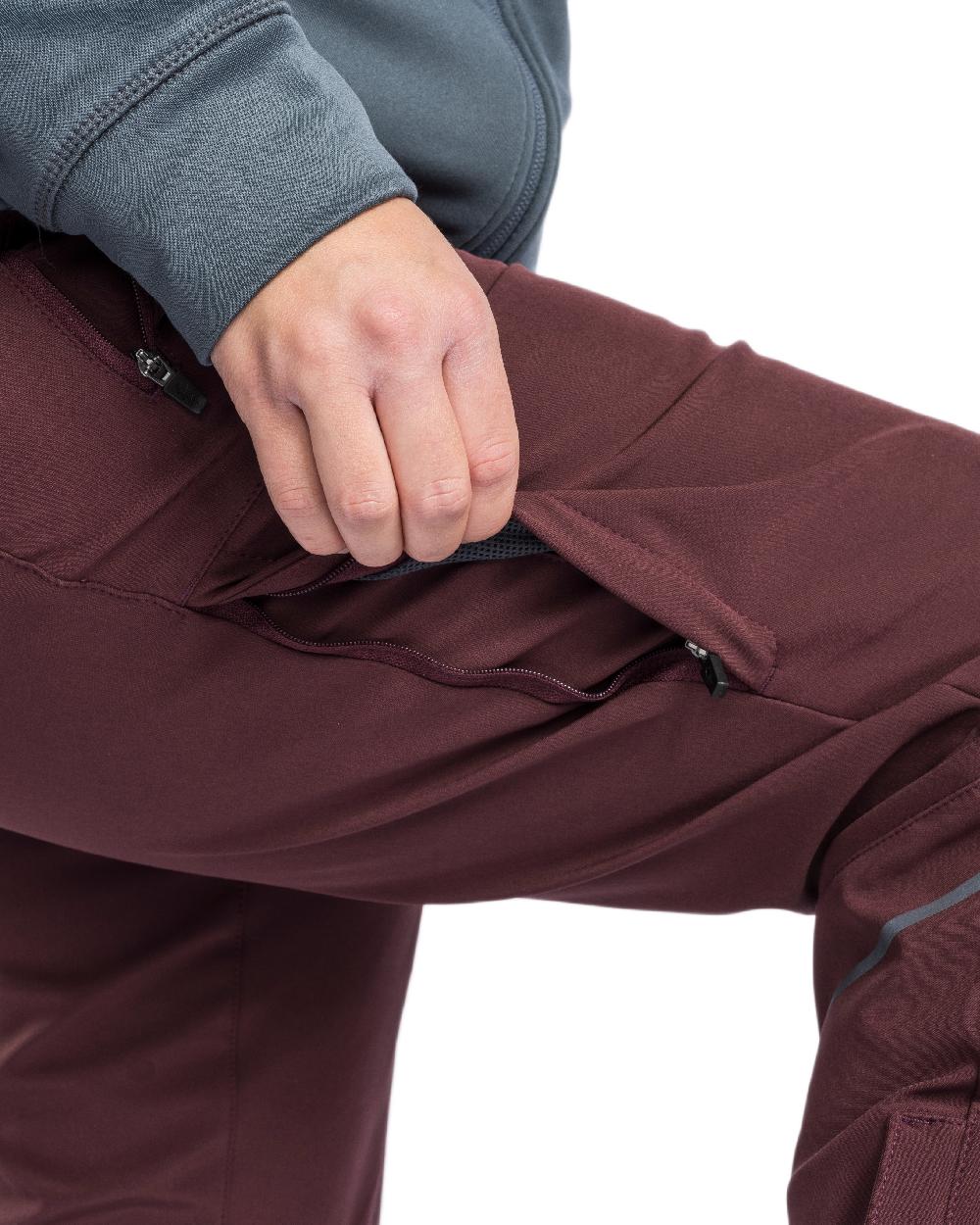 Earth Plum Coloured Pinewood Womens Wilda Stretch Shell Trousers on white background 