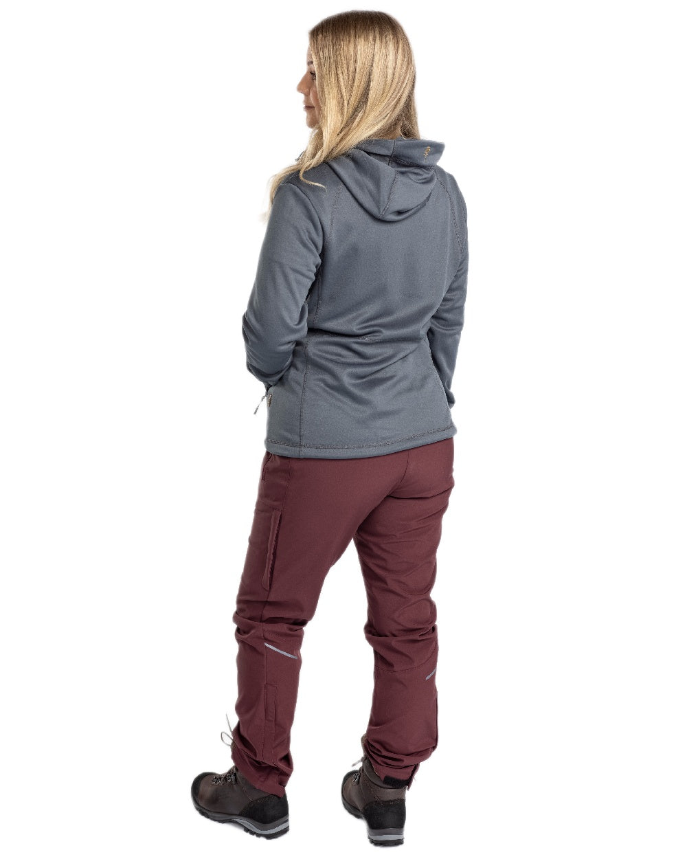 Earth Plum Coloured Pinewood Womens Wilda Stretch Shell Trousers on white background 