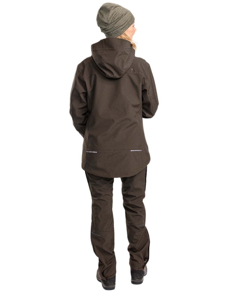 Moss Green Coloured Pinewood Womens Wilda Stretch Shell Trousers on white background 