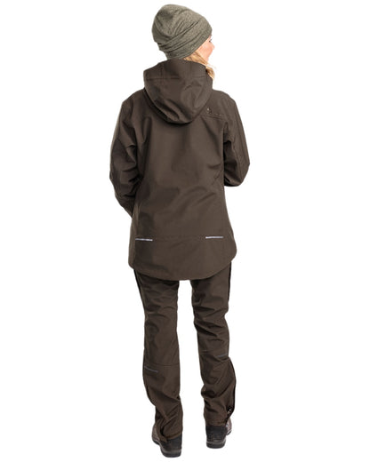 Moss Green Coloured Pinewood Womens Wilda Stretch Shell Trousers on white background 