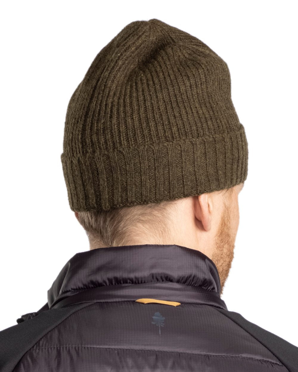 Mossgreen Mel Coloured Pinewood Wool Knitted Hat on white background 