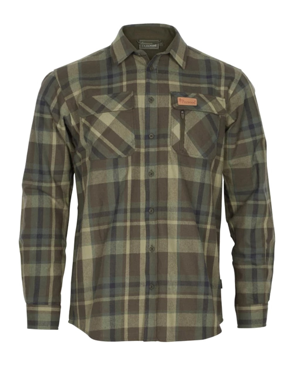 Pinewood Lappland Rough Flannel Shirt in Green/Brown 