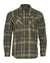 Pinewood Lappland Rough Flannel Shirt in Green/Brown #colour_green-brown
