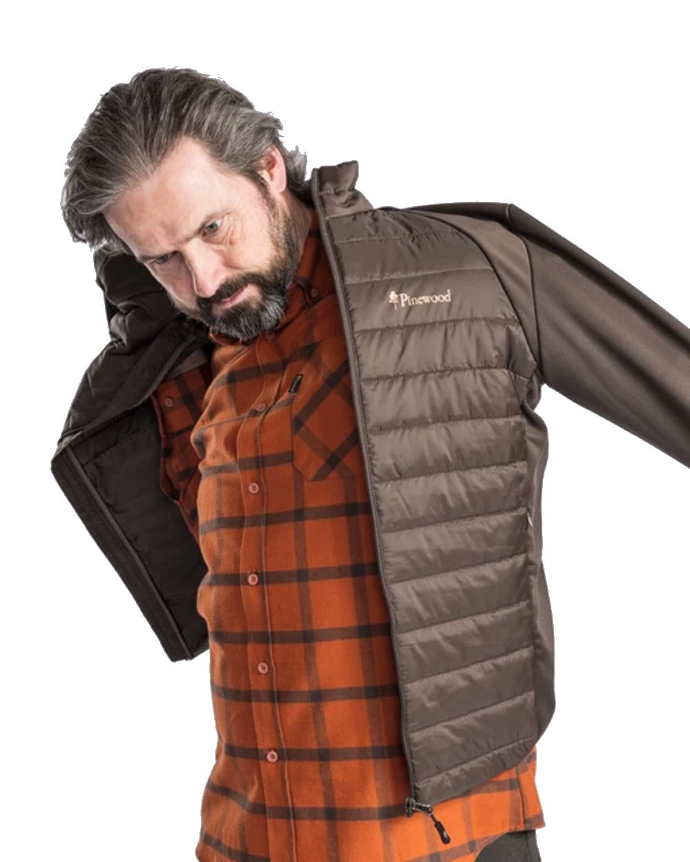 Pinewood Mens Finnveden Hybrid Power Fleece Jacket in Dusty Brown 