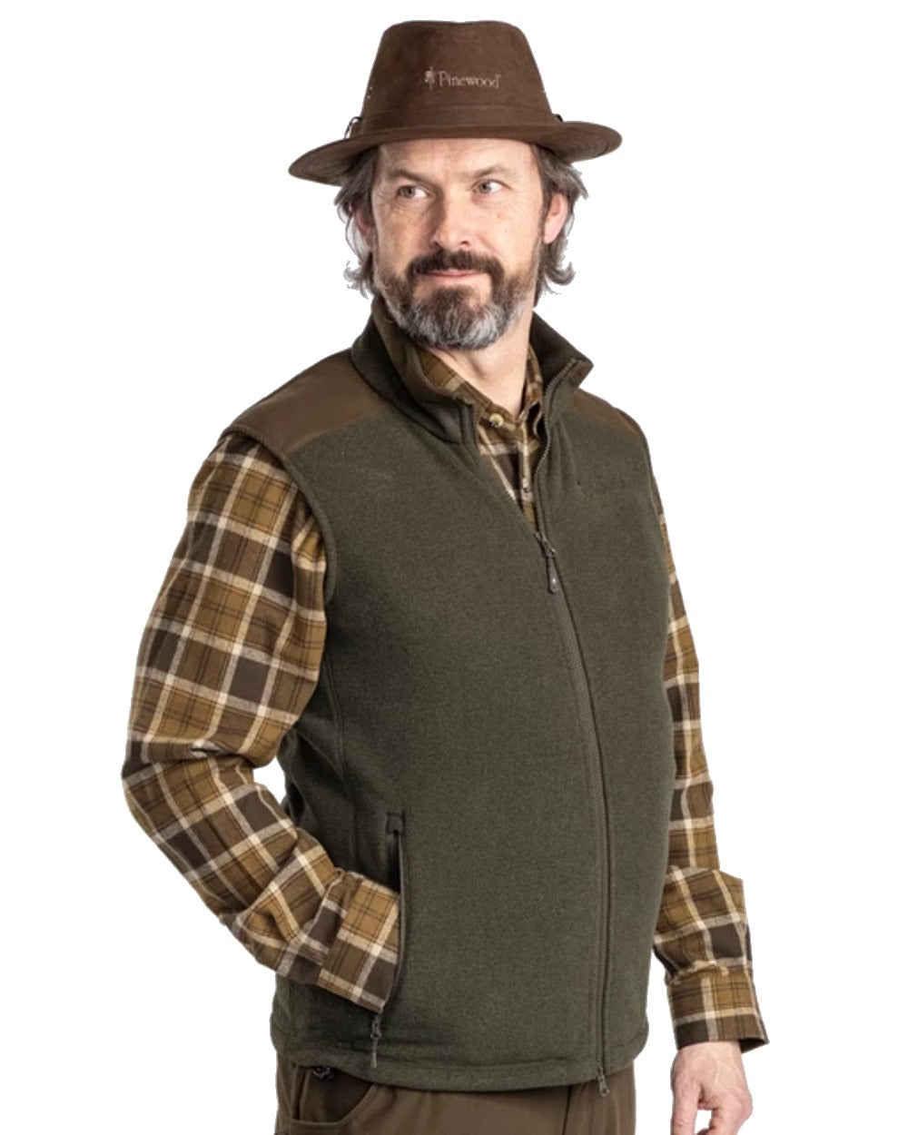 Pinewood Småland Forest Fleece Vest in Hunting Green