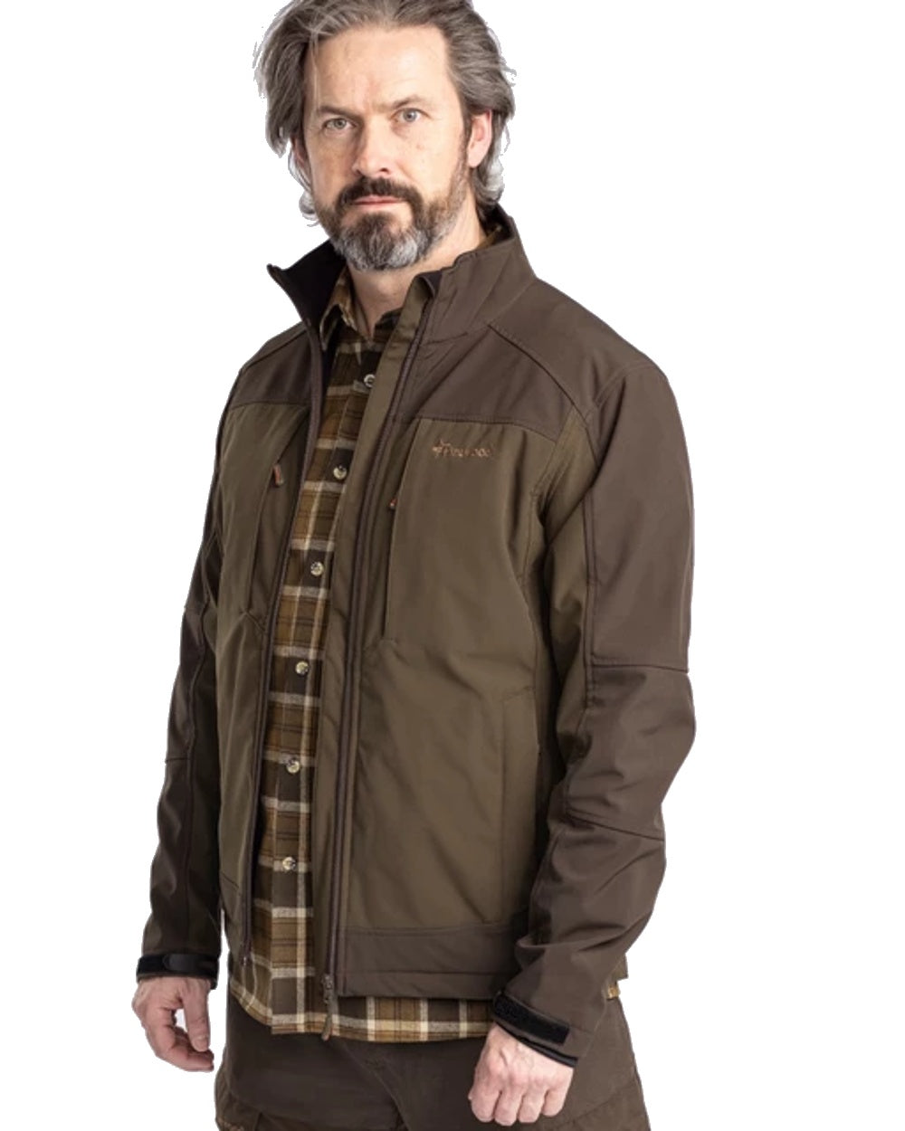 Pinewood Småland Stretch Shell Jacket in Dark Olive/Suede Brown
