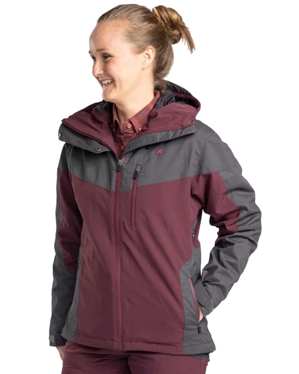 Pinewood Womens Finnveden Hybrid Extreme Jacket in Earth Plum/Dark Anthracite