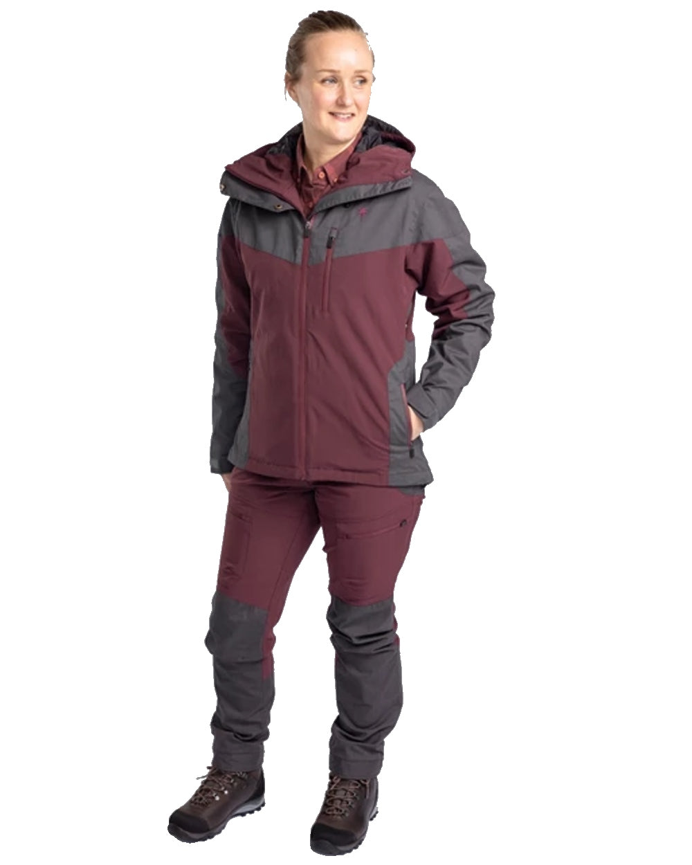 Pinewood Womens Finnveden Hybrid Extreme Jacket in Earth Plum/Dark Anthracite