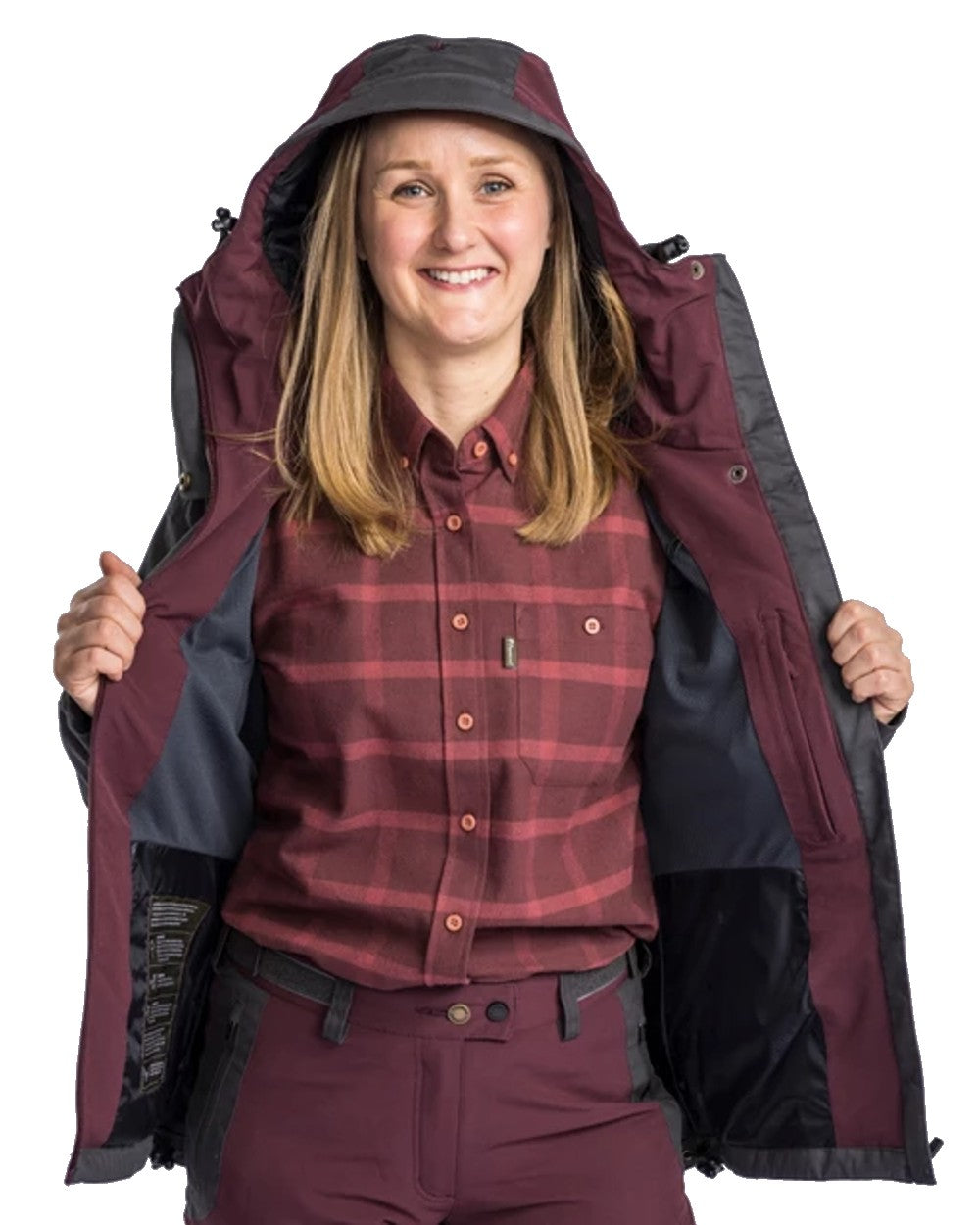 Pinewood Womens Finnveden Hybrid Extreme Jacket in Earth Plum/Dark Anthracite