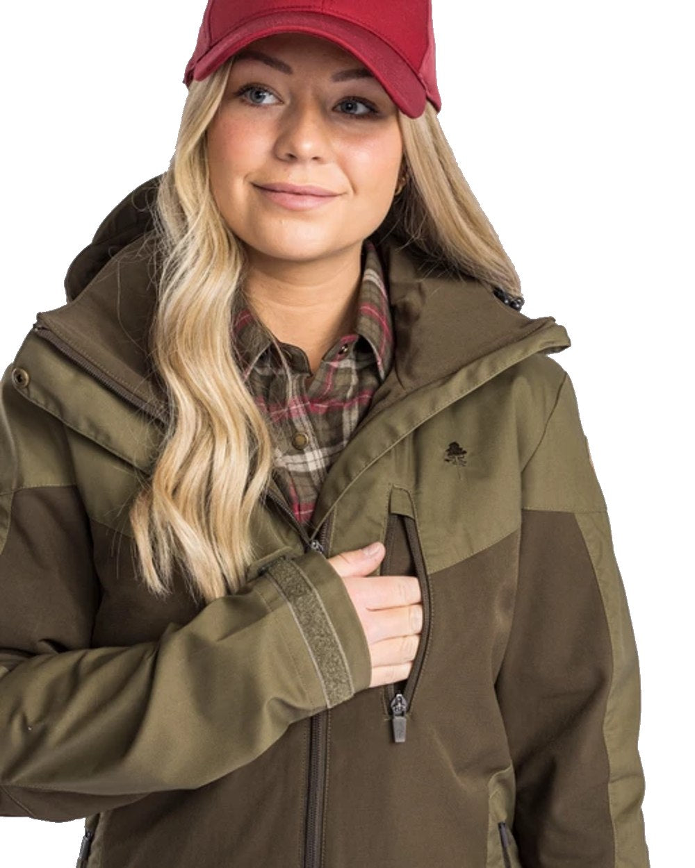 Pinewood Womens Finnveden Hybrid Jacket in Dark Olive/Hunting Olive