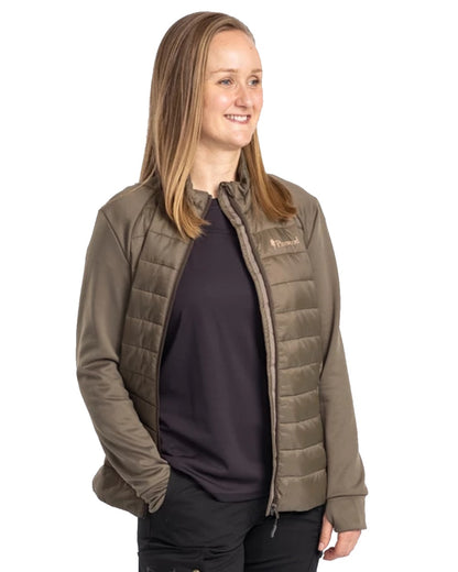 Pinewood Womens Finnveden Hybrid Power Fleece Jacket in Olive 