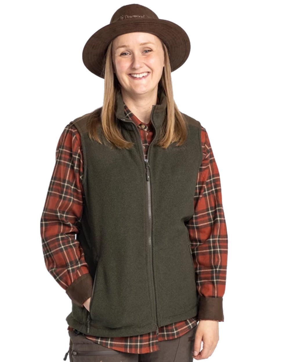 Pinewood Womens Småland Forest Fleece Vest in Hunting Green 