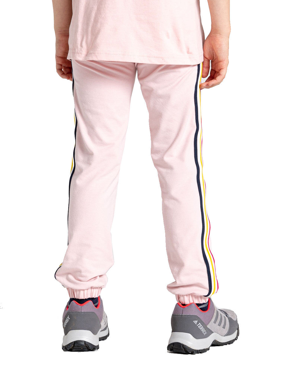 Pink Clay Coloured Craghoppers Childrens NosiLife Brodie Trousers On A White Background 