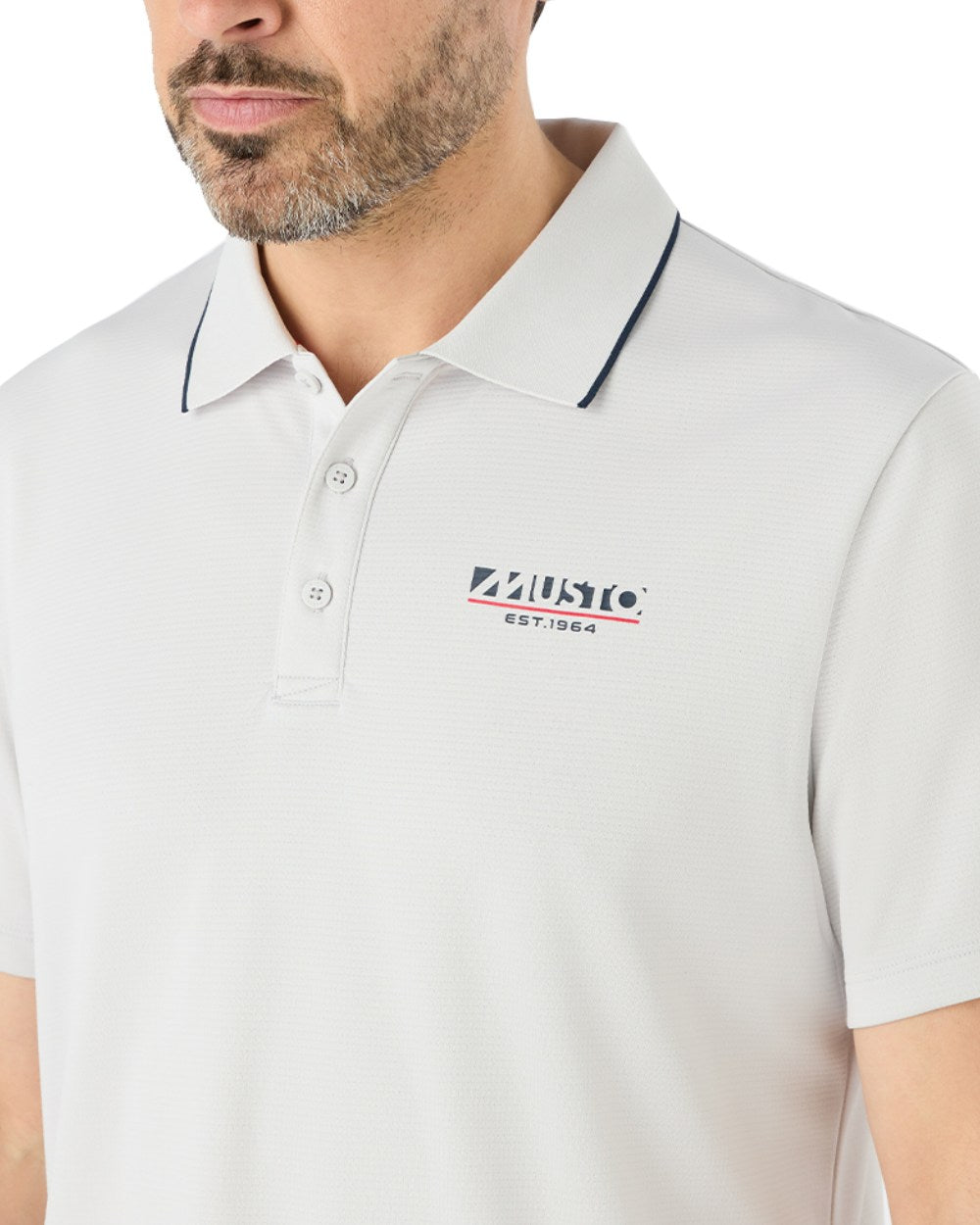 Platinum Coloured Musto Mens 1964 Short Sleeve Polo Shirt On A White Background 