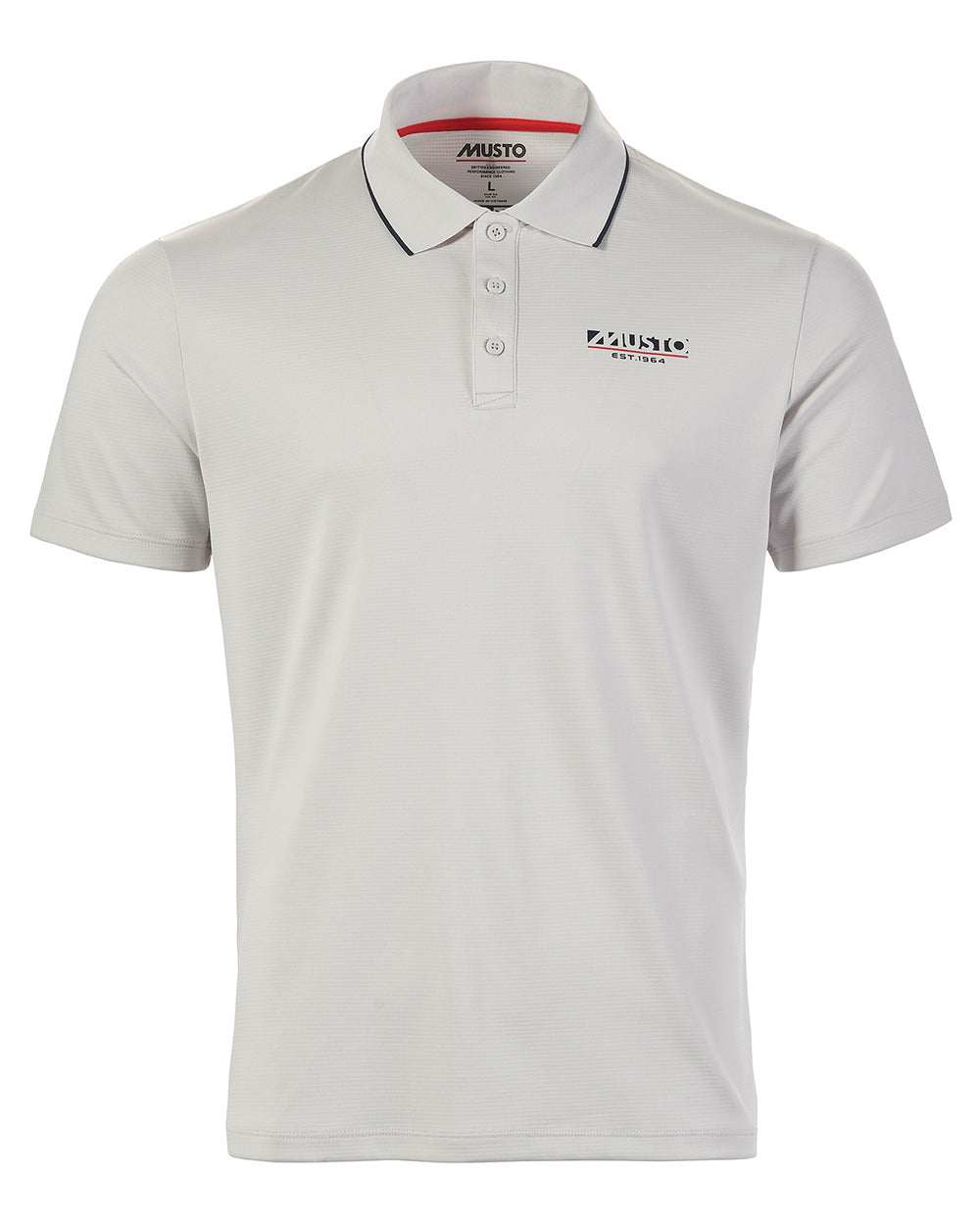 Platinum Coloured Musto Mens 1964 Short Sleeve Polo Shirt On A White Background 