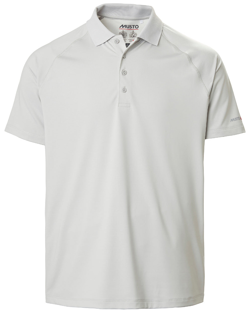 Platinum Coloured Musto Mens Evolution Sunblock Short Sleeve Polo Shirt 2.0 On A White Background 