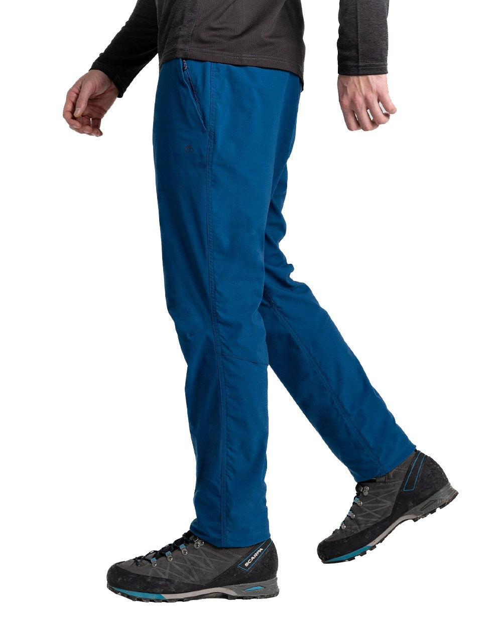 Poseidon Blue Coloured Craghoppers Mens NosiLife Pro Active Trousers On A White Background 