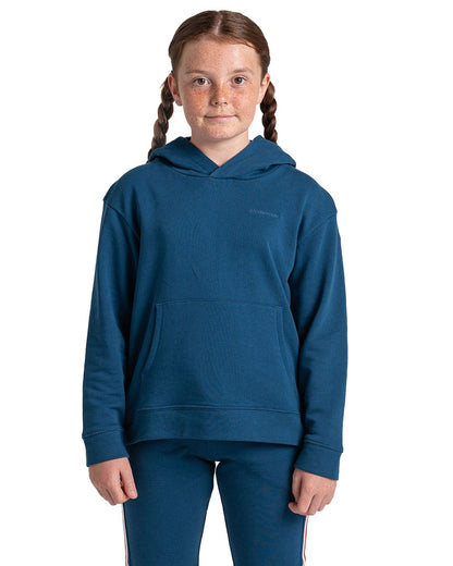 Poseidon Blue Coloured Craghoppers Childrens NosiLife Baylor Hooded Top On A White Background 