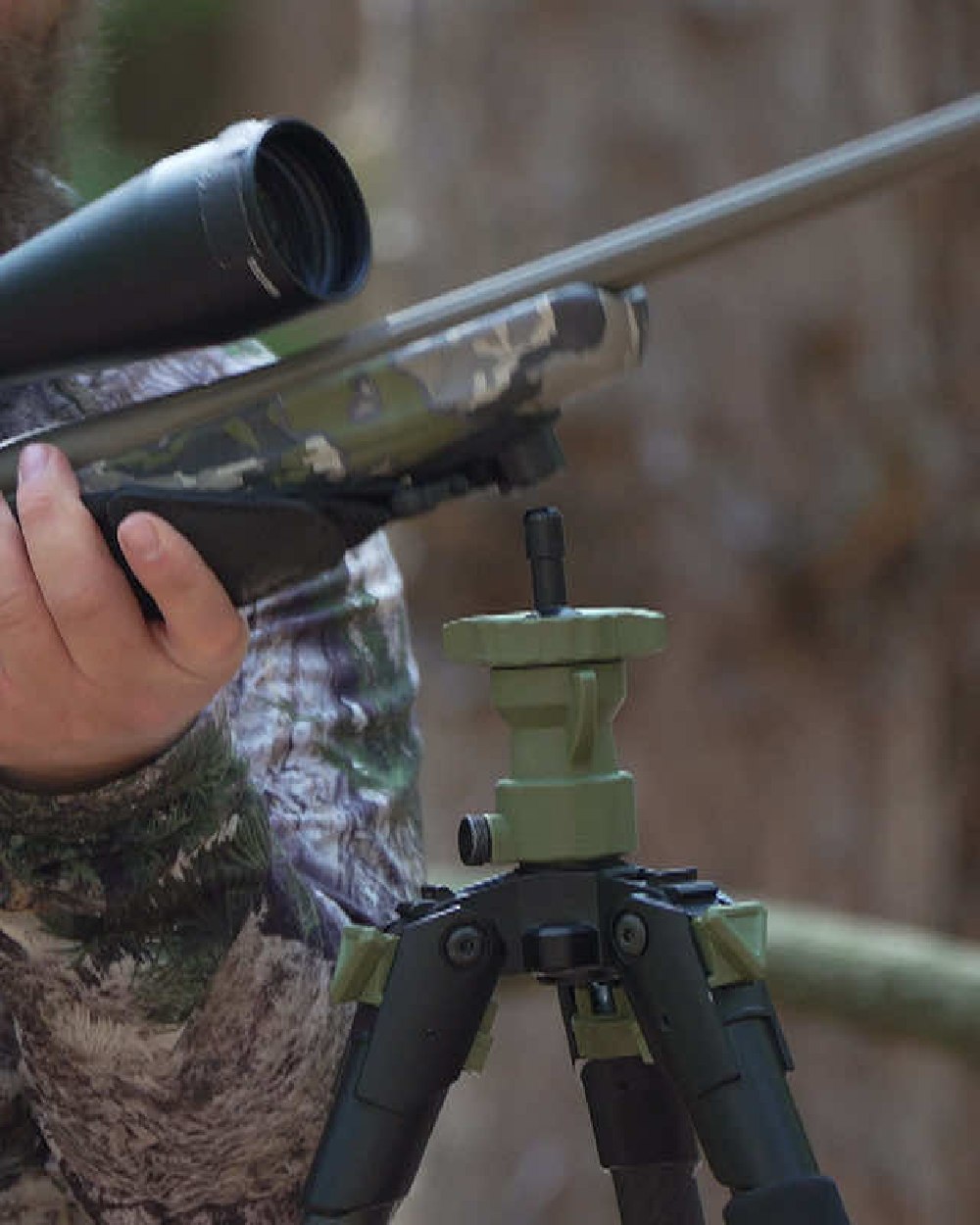 Primos Edge Carbon Fiber Tripod Shooting Stick On Outdoor Background