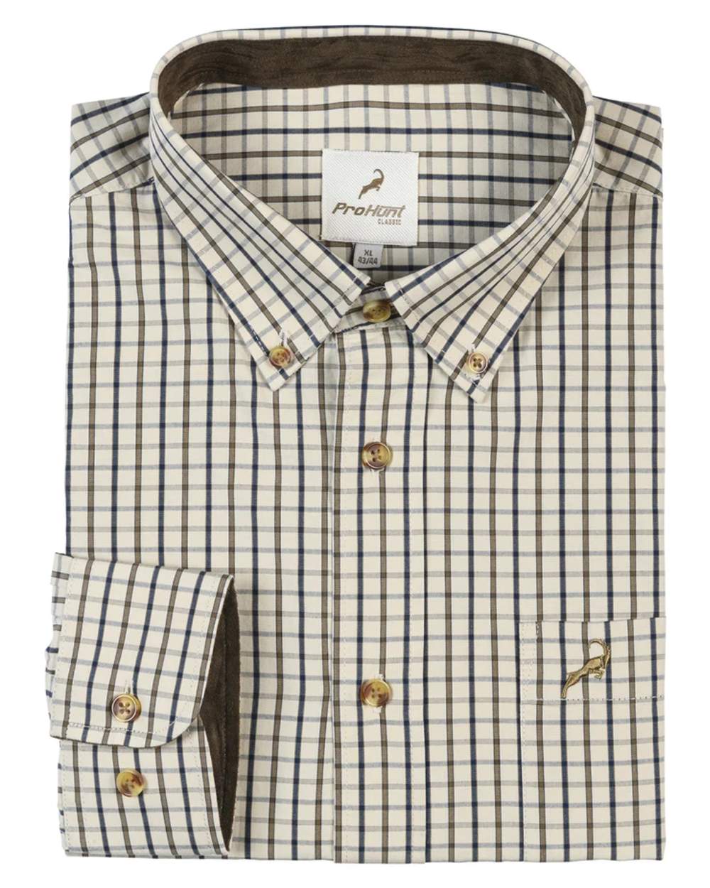 Beige Brown coloured ProHunt Thoury Long Sleeve Shirt on white background 