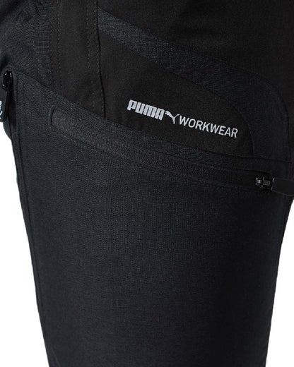 Black Anthracite Coloured Puma Workwear Mens Pro One Premium Outdoor Work Trousers on white background 