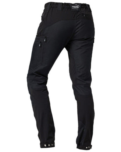 Black Anthracite Coloured Puma Workwear Mens Pro One Premium Outdoor Work Trousers on white background 