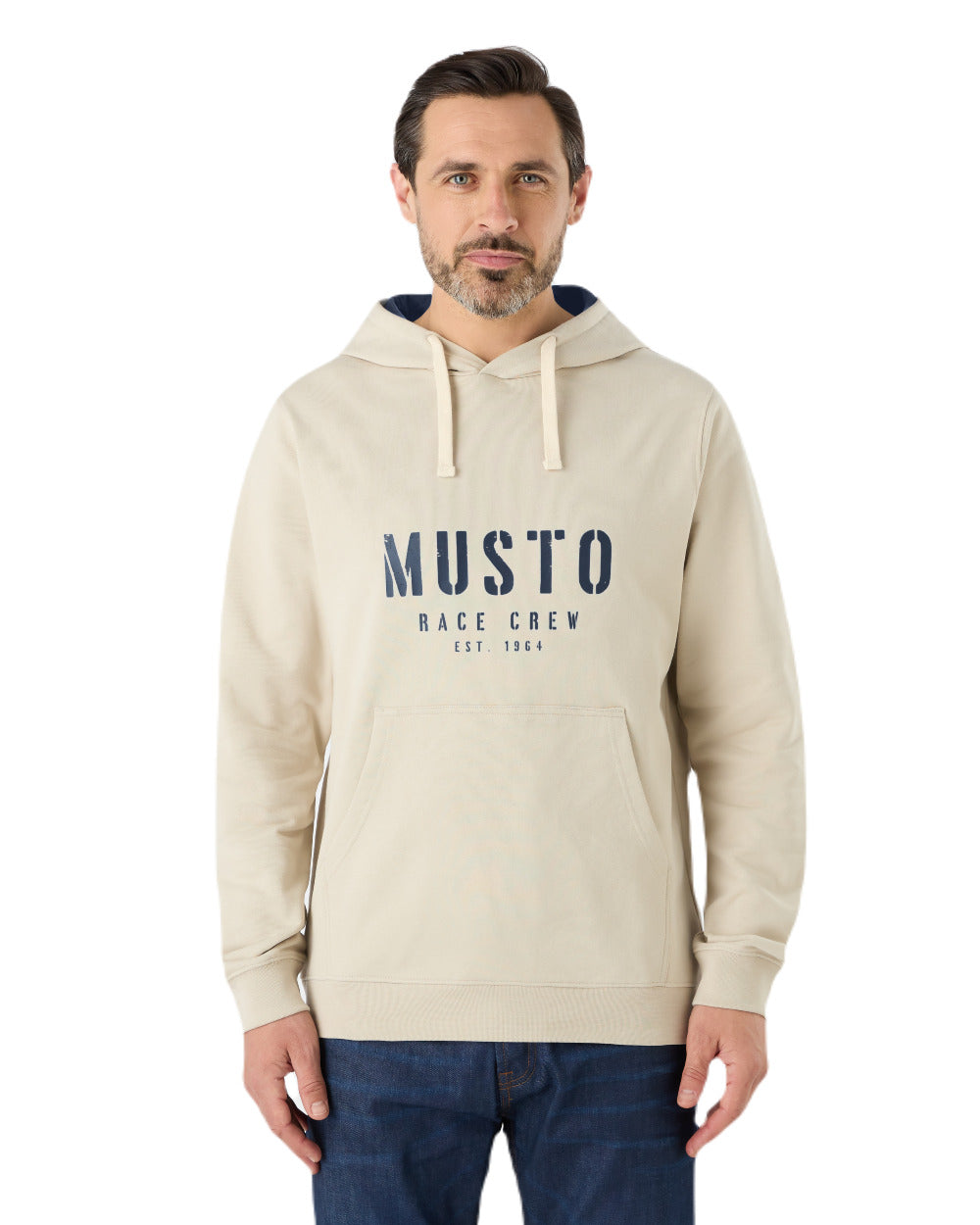 Pumice Coloured Musto Mens Classic Hoodie On A White Background 