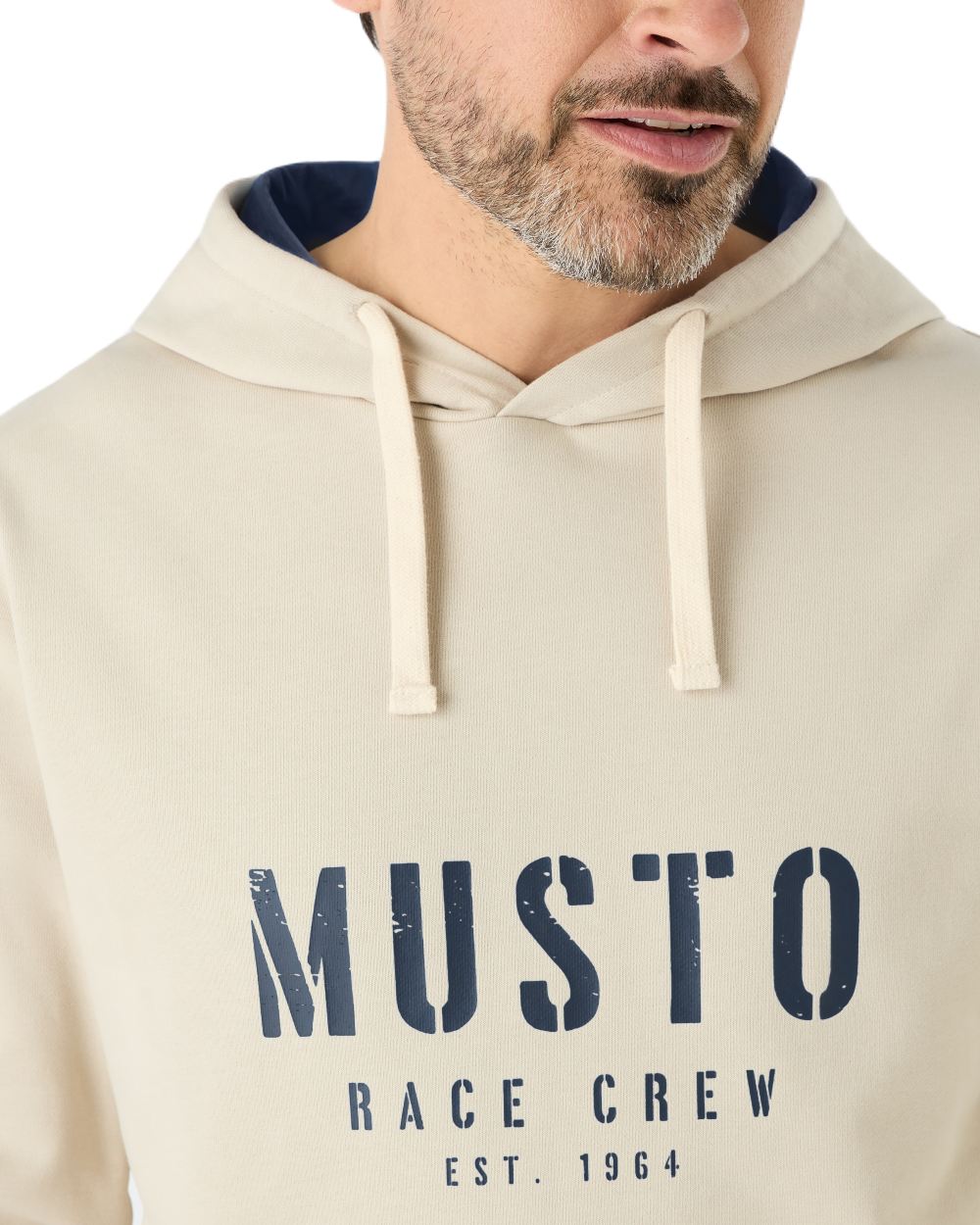 Pumice Coloured Musto Mens Classic Hoodie On A White Background 