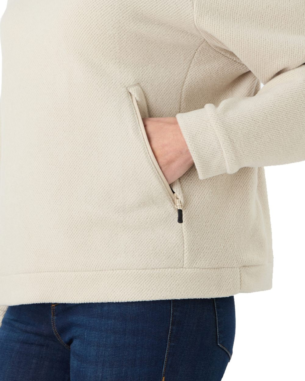 Pumice Coloured Musto Womens Classic Fleece Pullover On A White Background 