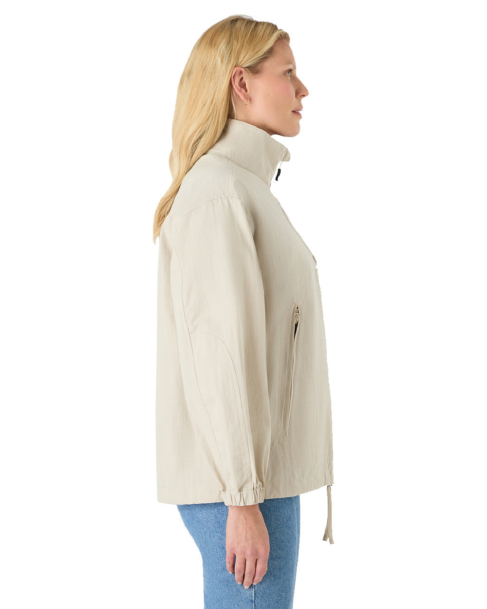 Pumice Coloured Musto Womens Falmouth Anorak Jacket On A White Background 