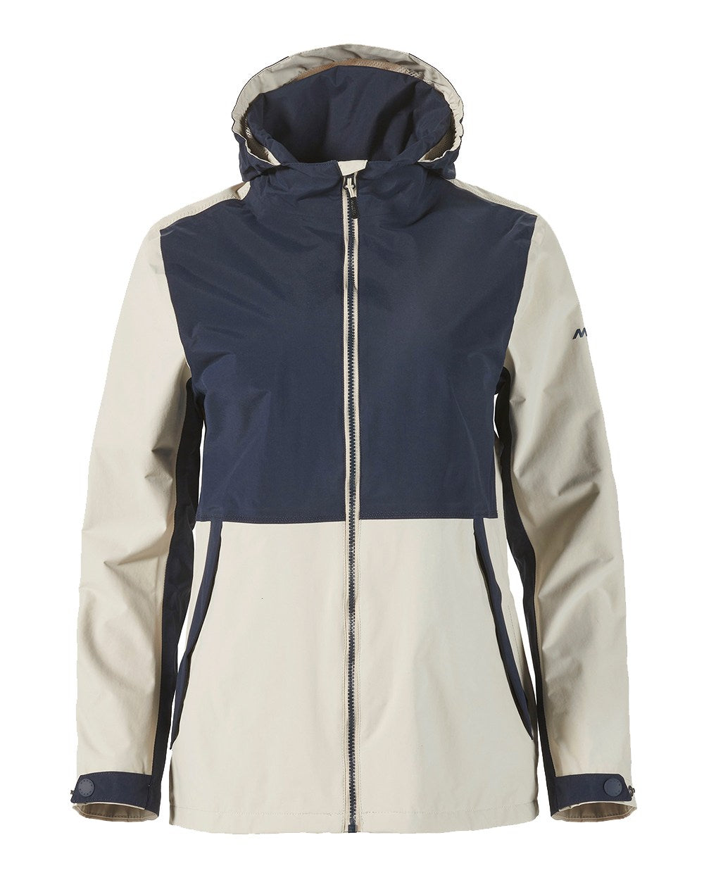 Pumice/Navy Coloured Musto Womens Marina Rain Jacket On A White Background 