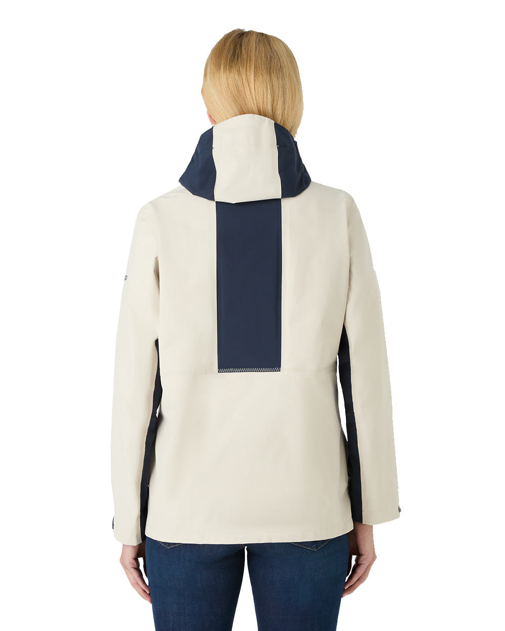 Pumice/Navy Coloured Musto Womens Marina Rain Jacket On A White Background 