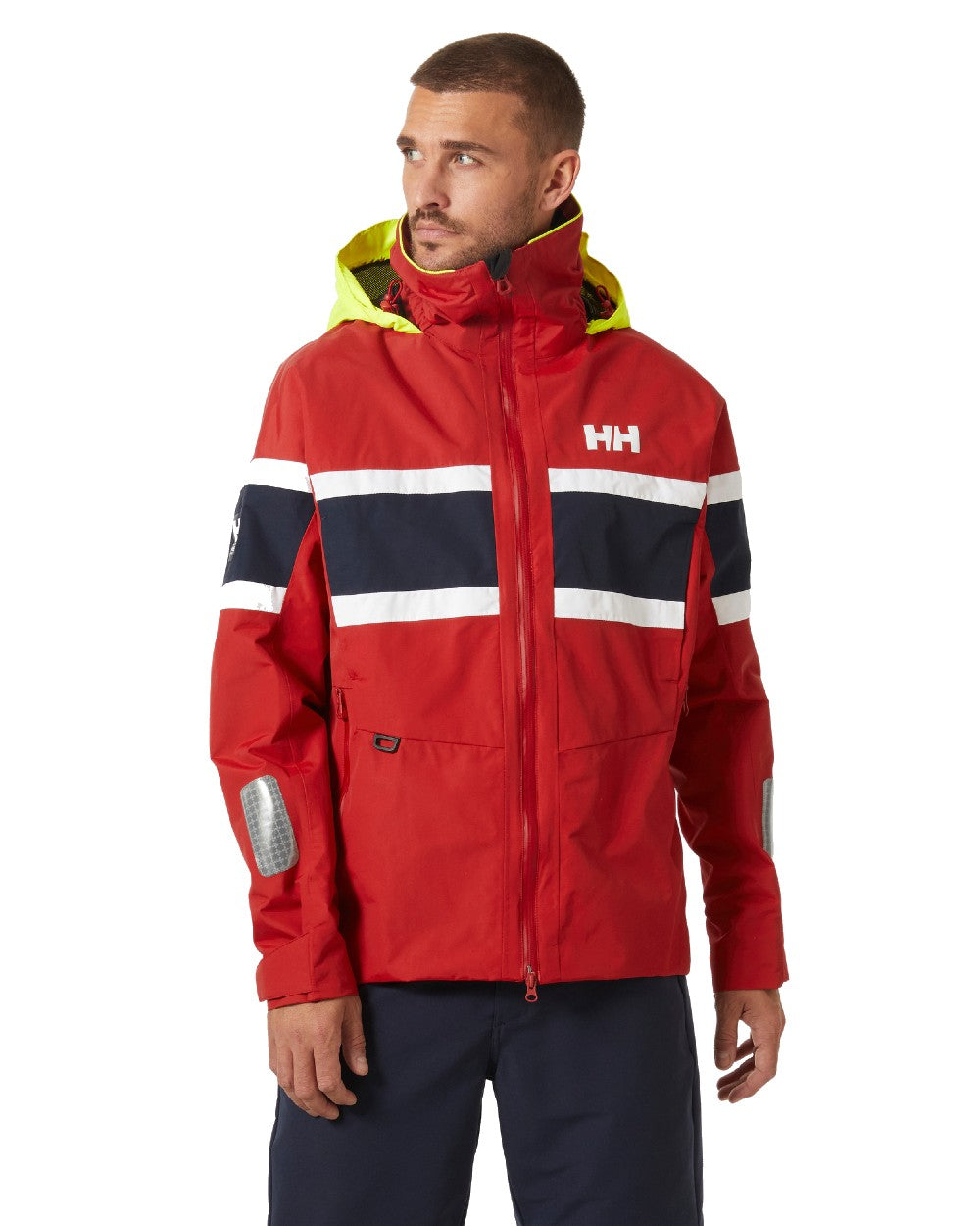 Red coloured Helly Hansen Mens Salt Original Sailing Jacket on white background 