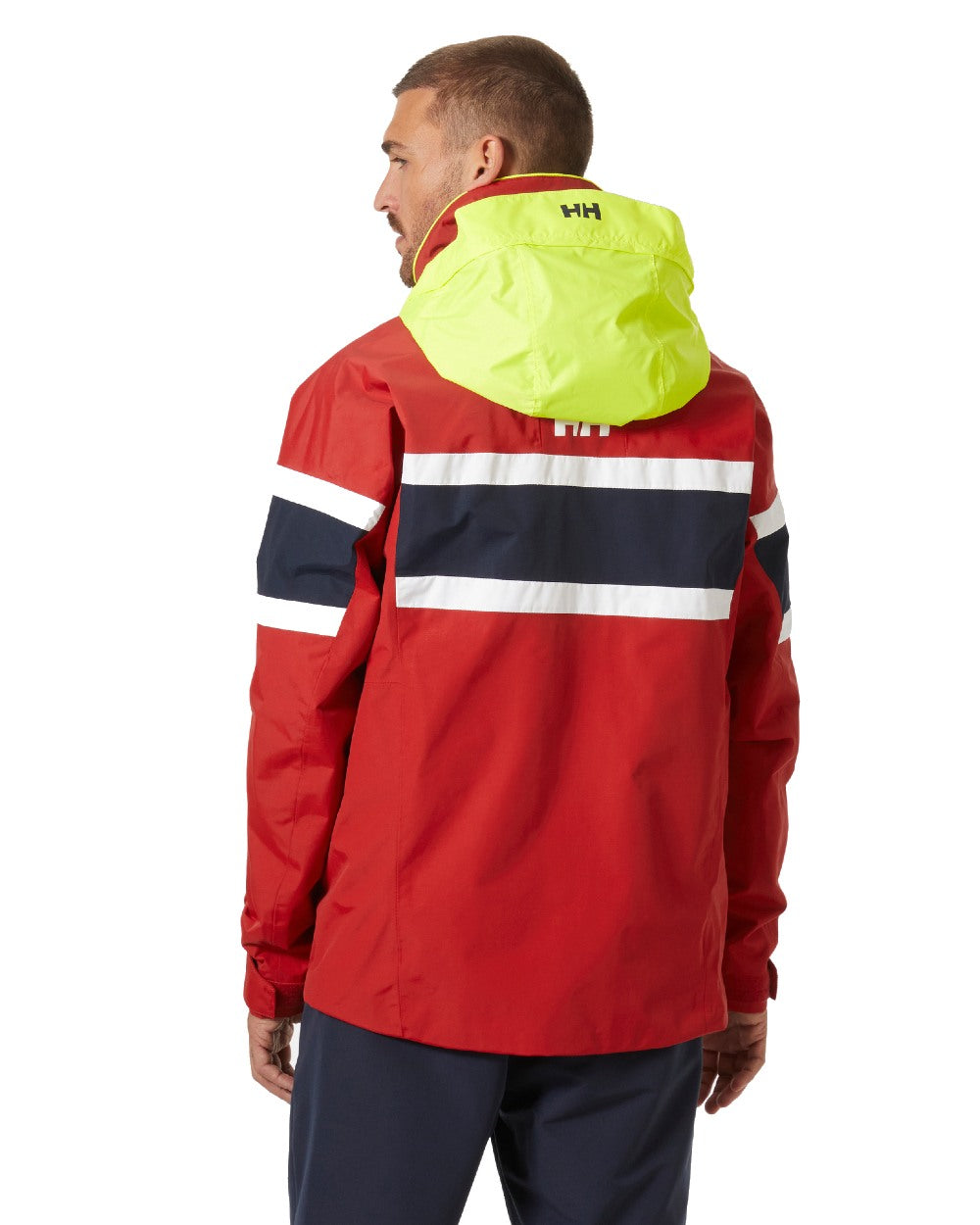 Red coloured Helly Hansen Mens Salt Original Sailing Jacket on white background 