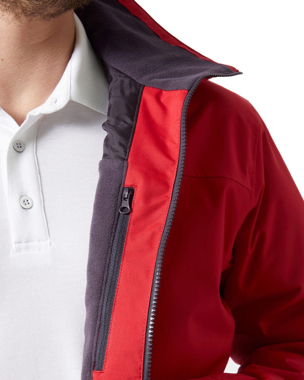 Red Coloured Helly Hansen Mens Crew Midlayer Jacket 2 On A White Background 