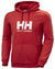 Red Coloured Helly Hansen Mens Logo Hoodie On A White Background #colour_red