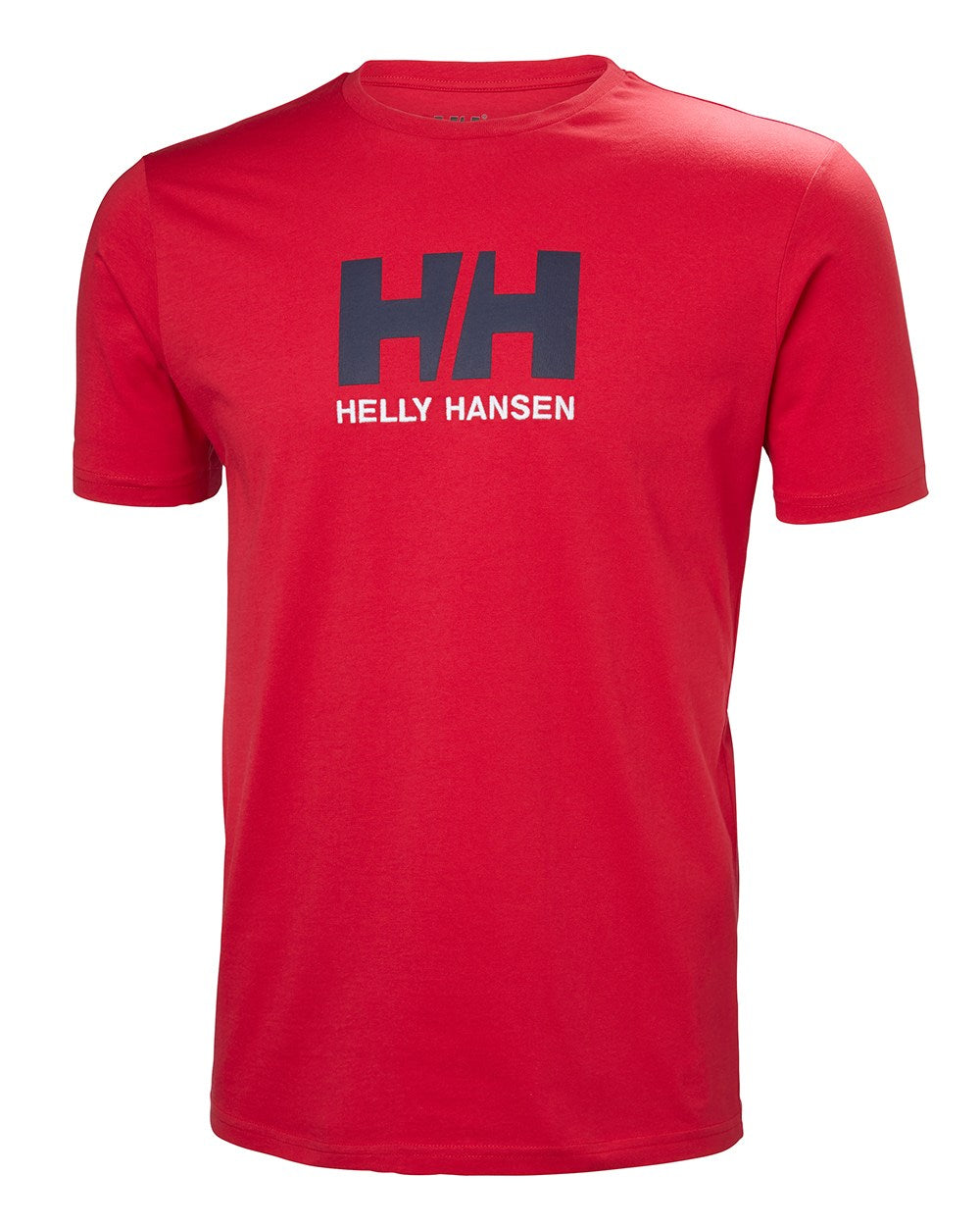Red Coloured Helly Hansen Mens Logo T-Shirt On A White Background 