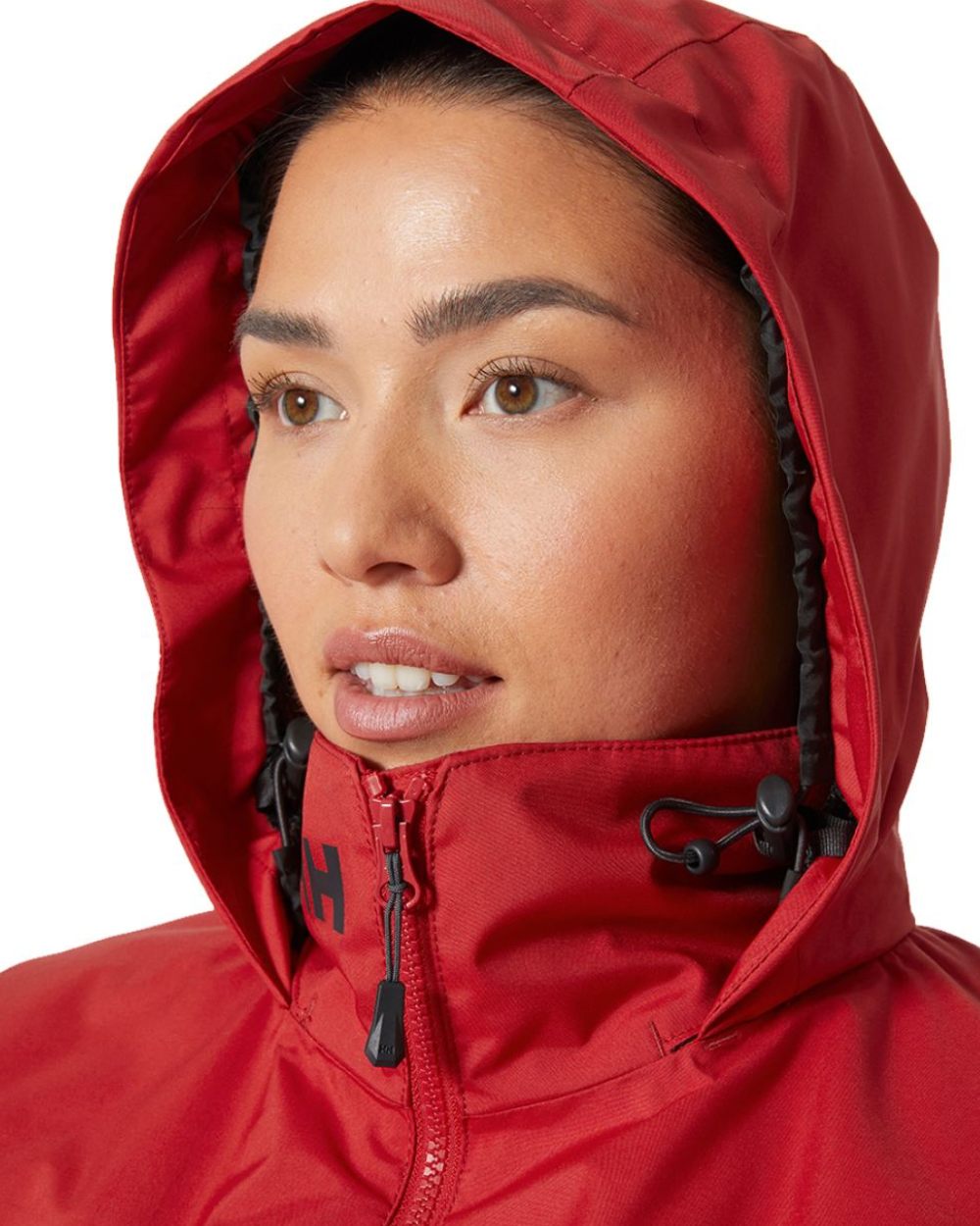 Red Coloured Helly Hansen Womens Crew Hooded Midlayer Sailing Jacket 2.0 On A White Background 