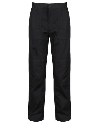 Black coloured Regatta Action Trousers on white background 