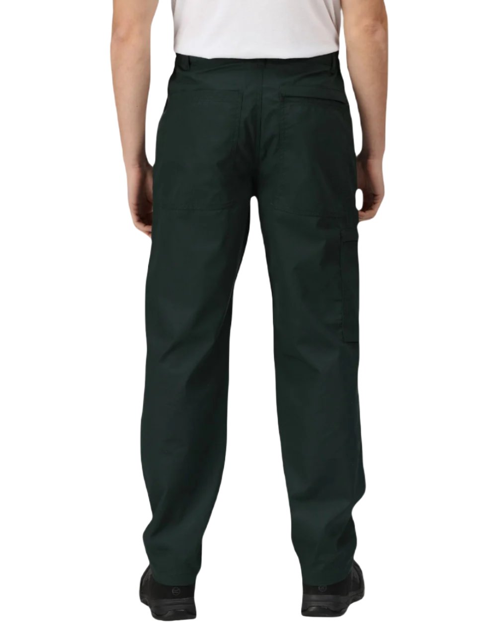 Green coloured Regatta Action Trousers on white background 