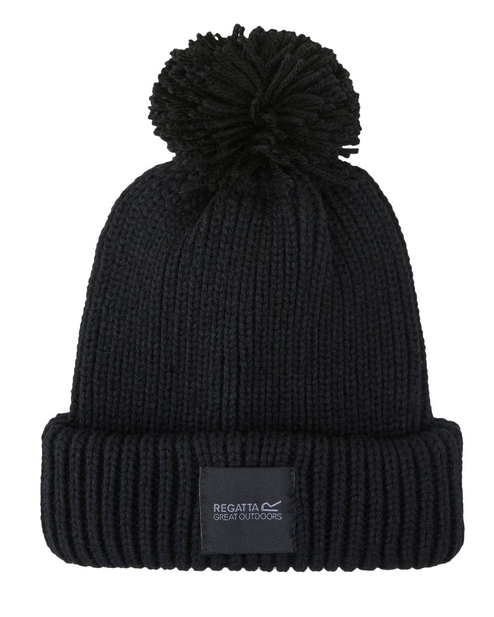 Black Coloured Regatta Childrens Connora Beanie on white background 