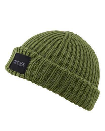 Nephrite Green Coloured Regatta Childrens Connora Fisherman Beanie on white background 