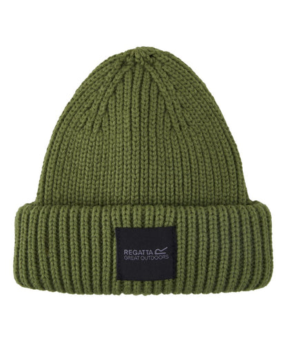 Nephrite Green Coloured Regatta Childrens Connora Fisherman Beanie on white background 