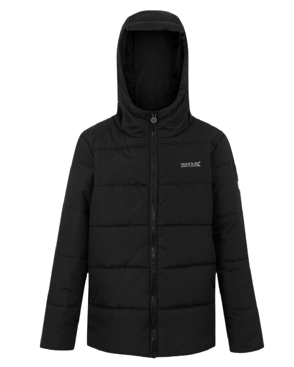 Black Coloured Regatta Childrens Halkner Quilted Jacket on white background 